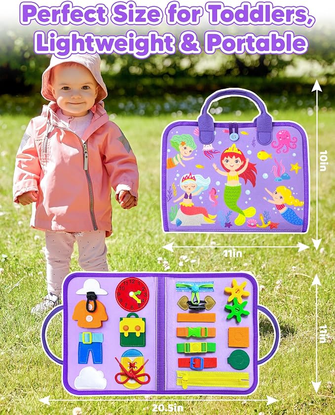 Walenty Busy Board Montessori Toys for Toddler Girl Boy Birthday Gifts | Busy Book for Toddlers, Learning Educational Toy, Airplane Car Travel Toy, Fine Motor Skills Sensory Toys, Toddler Activities