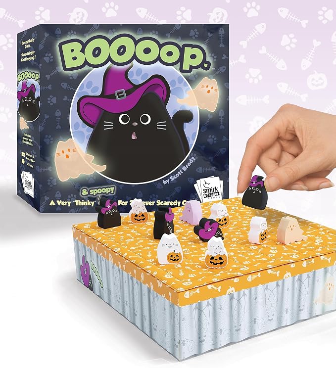 BOOoop by Smirk & Dagger: Adorable 2 Player Strategy Board Game | with 34 Cat and Kitten Pieces, Halloween edition with NEW Ghost cats, A for Couples, Family, Adults and Kids Ages 10 and Up
