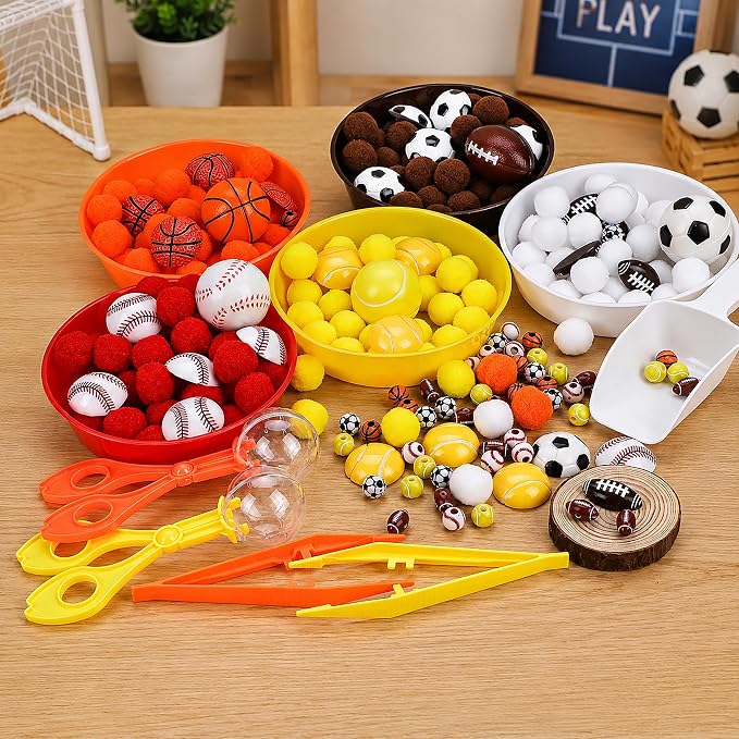 246PCS Sports Ball Sorting and Counting Materials Set, Basketball Football Baseball Themed Manipulatives, Activity Supplies for Classroom, Home and Travel (ball)