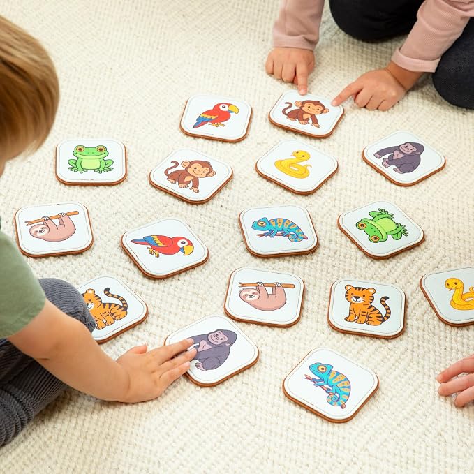 Felt Jungle Matching Game for Toddlers – Wild Animal Memory Game & Flash Cards – Soft and Safe for Ages 1+ – Montessori Preschool Learning Activity – Educational Jungle Toy for Boys & Girls