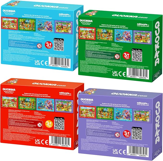 QUOKKA 100 Piece Puzzles for Kids Ages 4-6 – 4xSET Jigsaw Puzzles for Kids Ages 6-8 – Educational Search & Find Game with Animals, Bugs for Childrens 5-8 – Toddler Learning Toy Gift for Boys and Girls