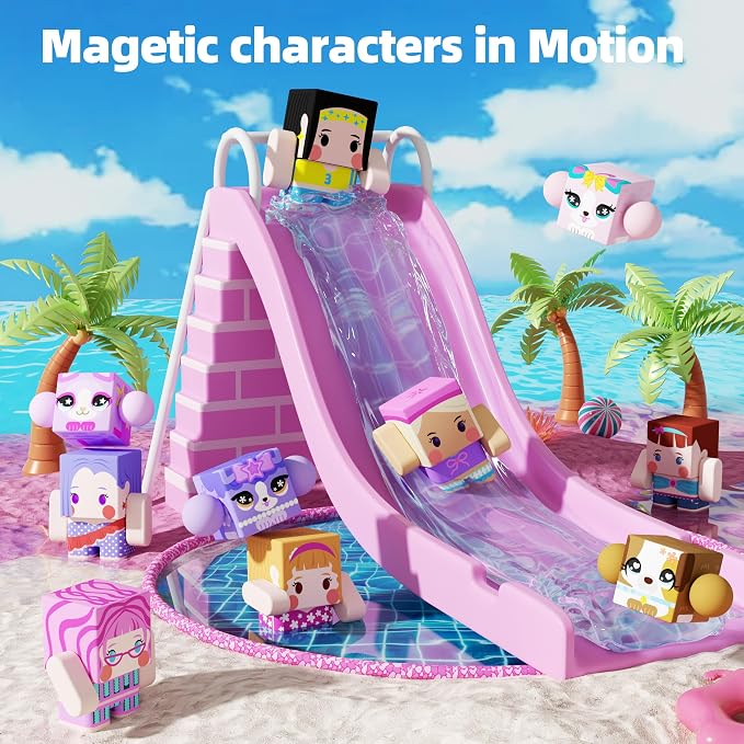 GobiDex Magnetic Travel Toys Figures Set with a Portable Tin for Girls 3+ | Princess Game, STEM Sensory, Doll House, Airplane Essential, Birthday Gift, Road Trip, Compatible, Poseable Animals & People