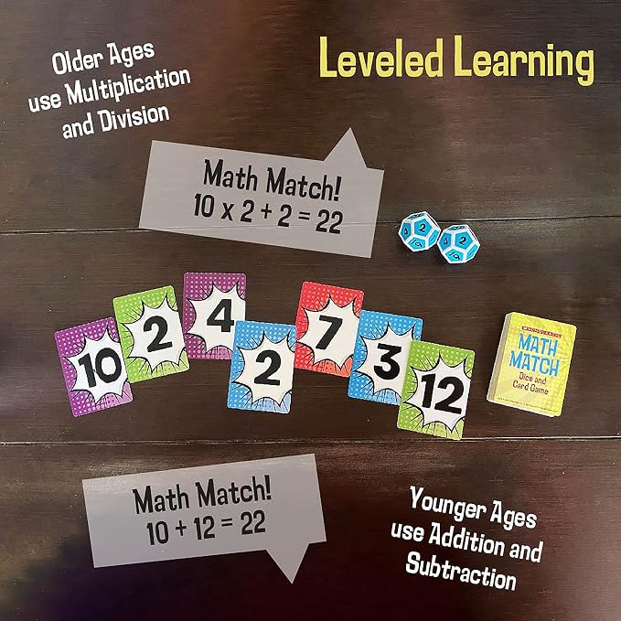 Scholastic Math Match Travel Dice Game, Math Learning Ages 5+