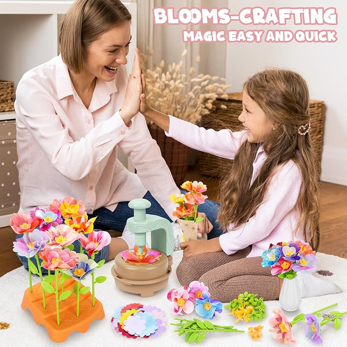 DIY Fabric Flower Bouquet Craft Kit, Educational Toy Gift Girls Toddlers 4+ | Flowers Market Toy for Kids, Build Your Flower Bouquet, Arts & Crafts for 4+ Year Toddler Girl