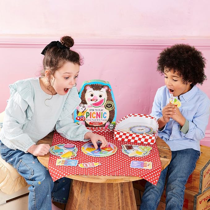 eeBoo: Spin to Play Picnic - Game for Kids, Gather Food with Friends, Preschool, Ages 3+, 2-4 Players, 15-25 Min Playing Time