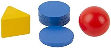 Adena Montessori Wooden Coin Box with Drawer Object Permanence 6-12 Months | Red ball, yellow triangle, blue disc. Smooth wood, no burrs. Open-close-insert for color-shape sorting. Gift.