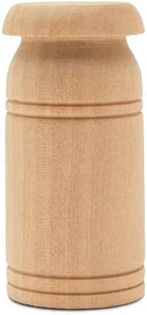 Wooden Milk Cans, 1-5/8 inch, Pack of 50, Small Unfinished Cargo Drums, Perfect for Miniatures, Scale Models, Mini Train Making or Woodworking Craft Projects, by Woodpeckers