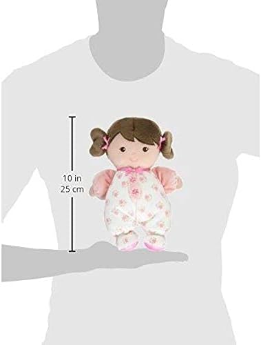 Baby Starters Plush Baby Doll with Rattle, Brunette Olivia, Pink, 9 inch