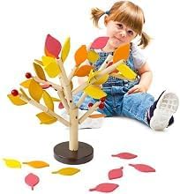 Early Childhood Education Building Blocks Wooden Assembling Tree Combination Boys and Girls DIY Disassembly Combination Puzzles Educational Toys Home Office Decoration(Yellow)-3 Yrs+