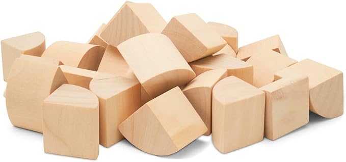 Quarter Circle Wooden Building Blocks Set 1-inch, Pack of 100 Unfinished Wooden Blocks for Crafts & Loose-Parts Play, by Woodpeckers