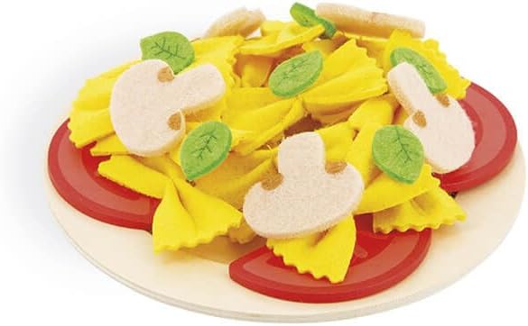 Janod - Pasta Mix - Pasta Set - Pretend Play Kitchen & Tea Set Toy - 58 Wooden, Cardboard and Felt Pieces Included - Water-Based Paints - 3 Years + J06598 | Safe Water-Based Paints - Wooden and Felt Materials - Fun Gift for Kids Age 3+ - Creative Cooki...