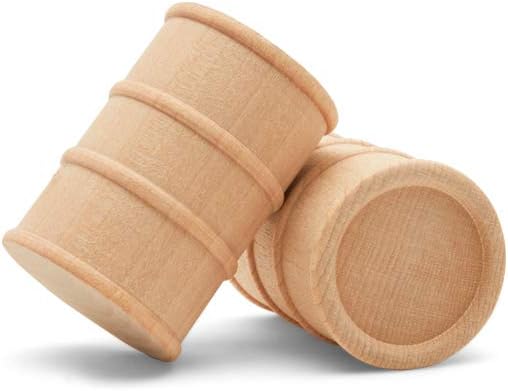 Wooden Oil Drums 1-5/8 Inch, Pack of 10, Small Unfinished Cargo Barrel, Perfect for Miniatures, Scale Models, Train Making or Woodworking Craft Projects, by Woodpeckers