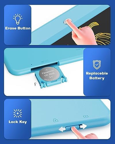 Bravokids Toys for 3-6 Years Old Girls Boys, LCD Writing Tablet 10 Inch Doodle Board, Electronic Drawing Pads, Educational Birthday Gift for 3 4 5 6 7 8 Years Old Kids Toddler (Blue) (Pack of 3)
