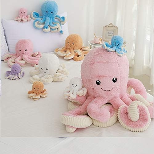Fluffy Octopus Stuffed Animal Hugging Pillow Plush Toys Doll Blue,15.7Inch | Sweet Smile Face | 8 Springy Tentacles | No Loose Parts | Machine-wash | Safe Polyester Fill | Sturdy Stitched | Ideal Gift