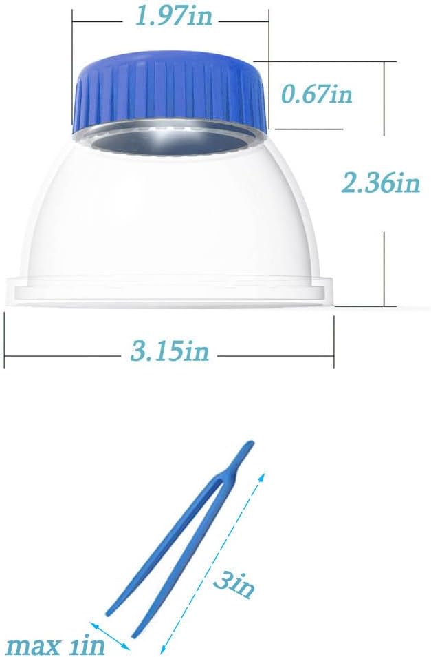 Bug Catcher 5X Magnifying Insect Observation Kit Built-in 7cm Ruler with 2 Slant Tweezers Bug Viewer Cage for Kids Science Nature Exploration (2 Pack Blue)