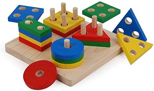 PlanToys® Wooden Shape Sorter Toy for Toddlers, Montessori Kids Learning | wooden shape sorter, montessori color shape recognition, fine motor skill preschool math, STEM development, educational, kids