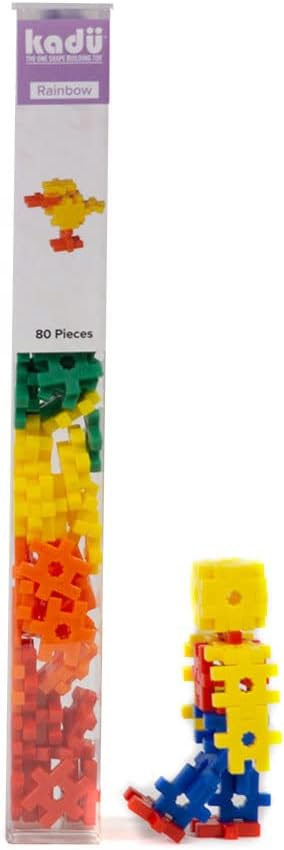KADÜ 80 Piece Rainbow Set Kids Age 5+ Building Block STEM Interlocking Toy | Creative Mini Sensory Construction Puzzle tiles - Open Ended Play Gift Boys + Girls - Classroom Homeschool Manipulatives