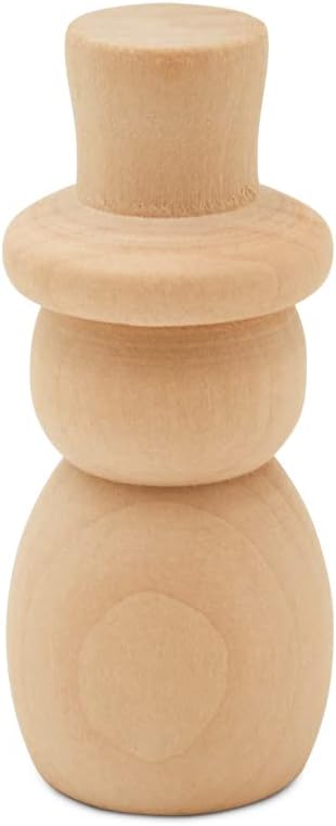 Snowman Peg Dolls 2-5/8 inch, Pack of 50 Wooden Peg Dolls for Christmas Crafts, Nativity Scenes, Holiday Decorations, by Woodpeckers