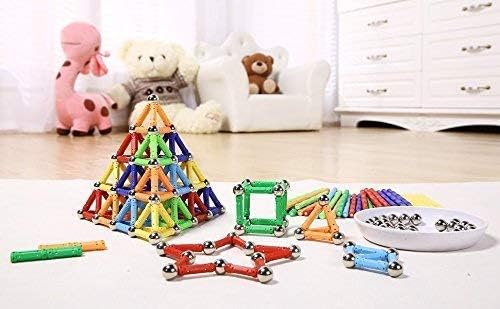 206Pcs 2.28" Magnetic Building Sticks Blocks, Magnet Educational STEM Toys for Kids and Adult, 3D Puzzle with Storage Bag