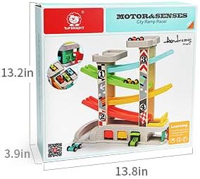 TOP BRIGHT Car Ramp Toys, Race Track Car Toy for Toddler Age 2-4 Boy | Includes 4 Cars & Parking Lot & Gas Station, Toddler Birthday Gift for Boys and Girls