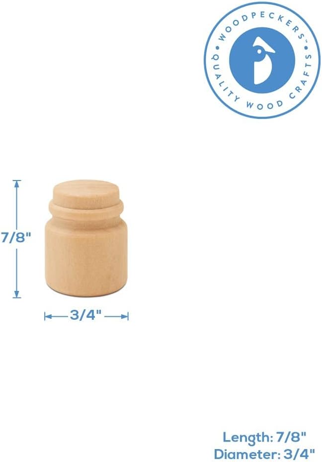 Wood Small Honey Jar 7/8 inch, Pack of 25 Blank Mason Jars for Party Crafts or Decorating Honey Mini Jar Wedding Favors, by Woodpeckers