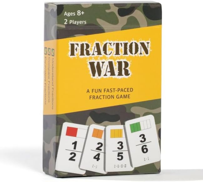 Fraction War Fun Math Game to Learn, Compare and Simplify Fractions for 2nd to 5th Grade (1 Pack) - Standard Edition
