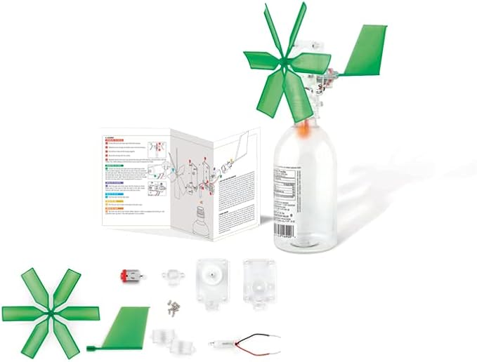4M Toysmith, Green Science Windmill Generator Kit, DIY Science Kit With LED Lights, For Boys & Girls Ages 8+ (Packaging May Vary)