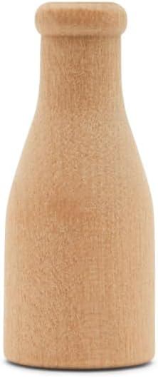 Wooden Milk Bottle, 2 inch, Pack of 25, Small Unfinished Cargo Drums, Perfect for Miniatures, Scale Models, Mini Train Making or Woodworking Craft Projects, by Woodpeckers