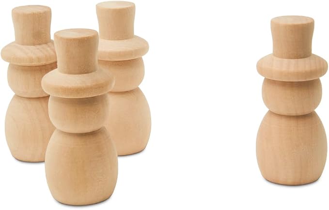 Snowman Peg Dolls 2-5/8 inch, Pack of 50 Wooden Peg Dolls for Christmas Crafts, Nativity Scenes, Holiday Decorations, by Woodpeckers