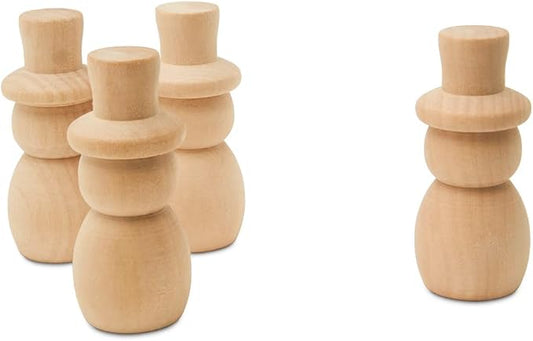 Snowman Peg Dolls 2-5/8 inch, Pack of 50 Wooden Peg Dolls for Christmas Crafts, Nativity Scenes, Holiday Decorations, by Woodpeckers