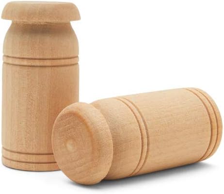 Wooden Milk Cans, 1-5/8 inch, Pack of 50, Small Unfinished Cargo Drums, Perfect for Miniatures, Scale Models, Mini Train Making or Woodworking Craft Projects, by Woodpeckers