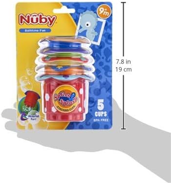 Nuby 5 Count Splish Splash Stacking Cups Baby Bath Toy