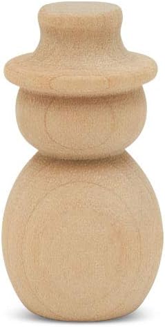 Snowman Peg Dolls 1-13/32 inch, Pack of 25 Wooden Peg Dolls for Christmas Crafts, Nativity Scenes, Holiday Decorations, by Woodpeckers