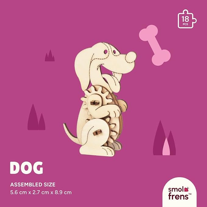 3D Wooden Puzzles for Kids Ages 8+, 5 Pack Animal Puzzles, FSC-Certified Wood, Plastic-Free Toy, STEM Kit for Kids Teens Adults, Wood Craft Model Kit, Individually Wrapped Party Favors - City Frens