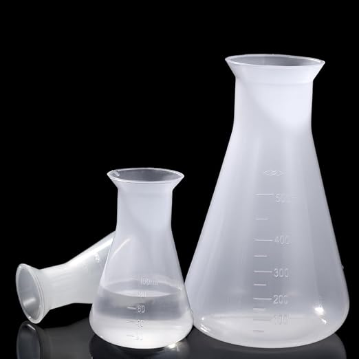 Hemobllo 3pcs Plastic Erlenmeyer Flask Set, Shatterproof Graduated Conical for Science Labs & STEM Education, Clear Plastic Chemistry Flask for Kids' Experiments & Classroom Supplies