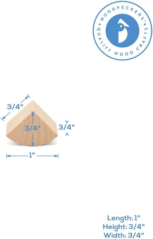 Quarter Circle Wooden Building Blocks Set 1-inch, Pack of 50 Unfinished Wooden Blocks for Crafts & Loose-Parts Play, by Woodpeckers