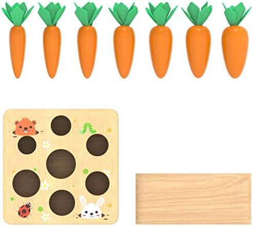 Ancaixin Montessori Toys for Babies 6-12 Months, Wooden Toys for 1 Year Old | Educational Carrot Harvest Toy for Toddlers, Shape Sorting Matching Puzzle, Developmental Birthday Gifts for Boys and Girls