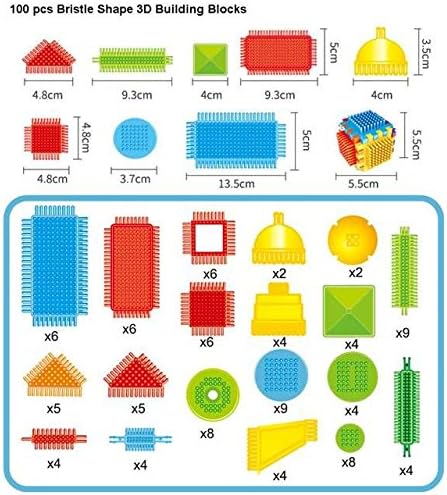 Teytoy 100 Pcs Bristle Shape Building Blocks Toy Set for toddlers Kids