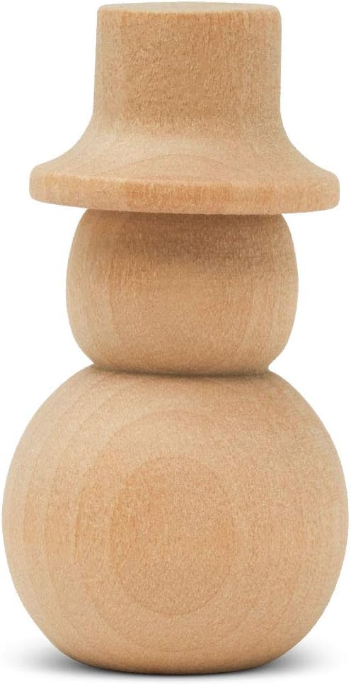 Snowman Peg Dolls 2-1/8 inch, Pack of 50 Wooden Peg Dolls for Christmas Crafting, Nativity Scenes, Holiday Decorations, by Woodpeckers