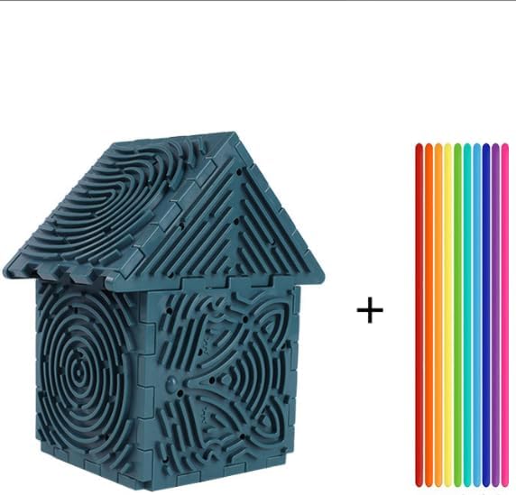 Premium 3D Autism Sensory Activity Board, Durable Silicone Fidget Toy, Puzzle House Block Set with 30 Strings, Press Loop Fill Pattern, Calming Stress Relief for Autistic Kids 3+ and Adults