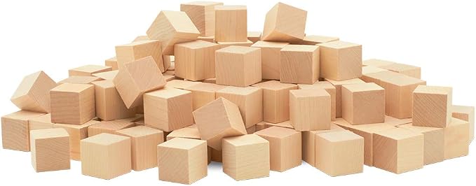 Birch Wood Cubes for Crafts: 7/8 Inch, Pack of 50 Unfinished Cubes - Perfect for Building, STEM & Baby Showers