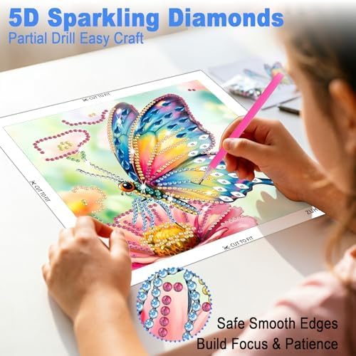 DOZEEZOP 12-Pack Small Diamond Art Kits for Kids 6-12, Sky-Animals 7"x7" | 5D Diamond Painting, Partial Round & Special Drills, Desktop & Wall Decor, Beginner DIY Craft, Stress Relief Gift