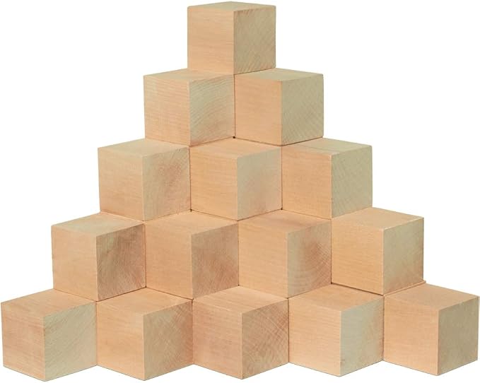DIY Wood Cubes 2-inch, Pack of 100 Small Wooden Baby Blocks for Baby Shower, Wooden Blocks for Crafts, STEM, Building, and Blank Wood Dice, by Woodpeckers