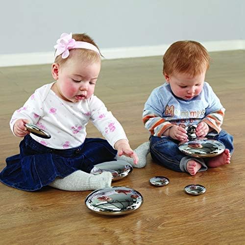 TTS Sensory Mirrored Stacking Pebbles, 20pc Silver Metallic Balance Stones | Loose Parts Play for Preschool & Classroom, Sort & Sequence Toy, Ages 10 Months+