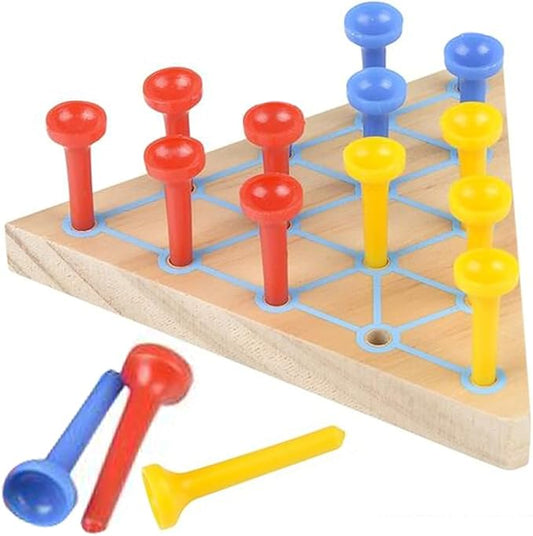 Triangle Peg Game Set of 2, Fun Board Games for Kids and Adults, Made with Wood and Plastic, Kid’s Learning Toys for Boys and Girls