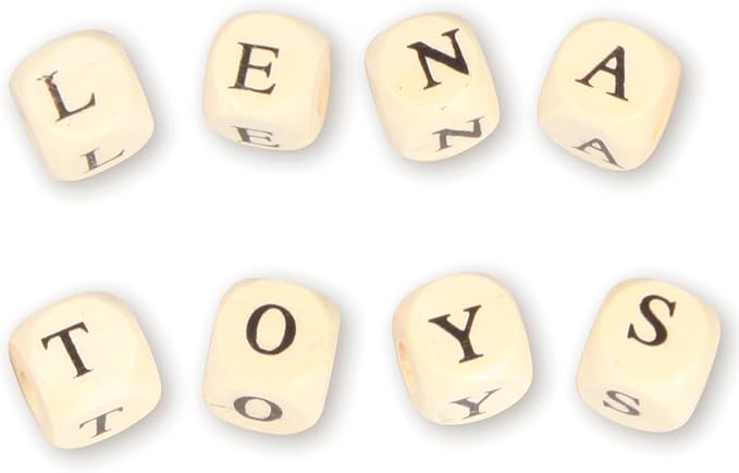 Lena 32005 Craft ABC-Cubes, 300 Cubical Threading Letters, Wooden Children from The Age of 3. Bead Set for Making Your own Jewellery, Wood-Coloured