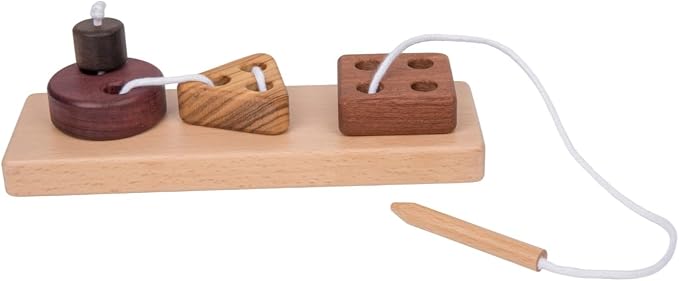 Adena Montessori Wooden Lacing Threading Toys,Geometric Lacing Toys for Toddlers,Educational Threading Shapes for Kids,Fine Motor Skills Gift for 1 2 3 4 Years Old Toddlers Baby Kids