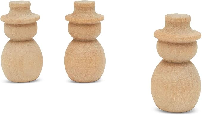 Snowman Peg Dolls 1 13/32 inch, Pack of 50 Wooden Peg Dolls for Christmas Crafts, Nativity Scenes, Holiday Decorations, by Woodpeckers