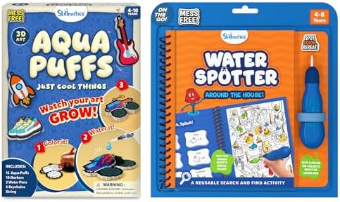 Skillmatics Aqua Puffs Just Cool Things & Water Spotter Around The House Bundle, Mess Free DIY Creative Activity, Gifts for Boys & Girls Ages 4, 5, 6, 7, 8, 9,10
