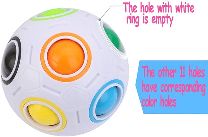 Magic Rainbow Ball Puzzle Fidget Stress Relief Ball Brain Teasers Games 12Holes